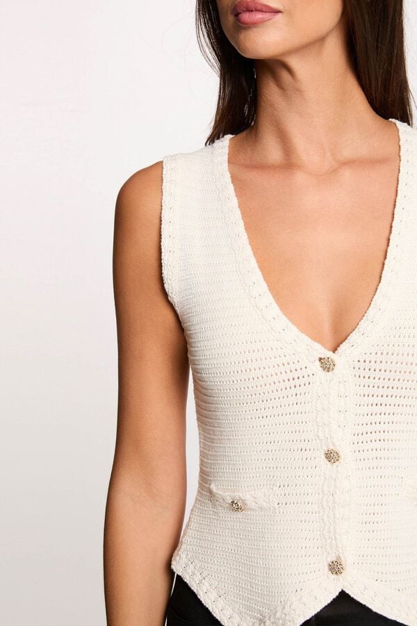 Morgan C&aacute;rdigan sin manga Marfil