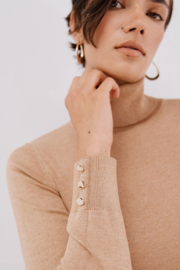 Cortefiel Jersey cuello vuelto Beige