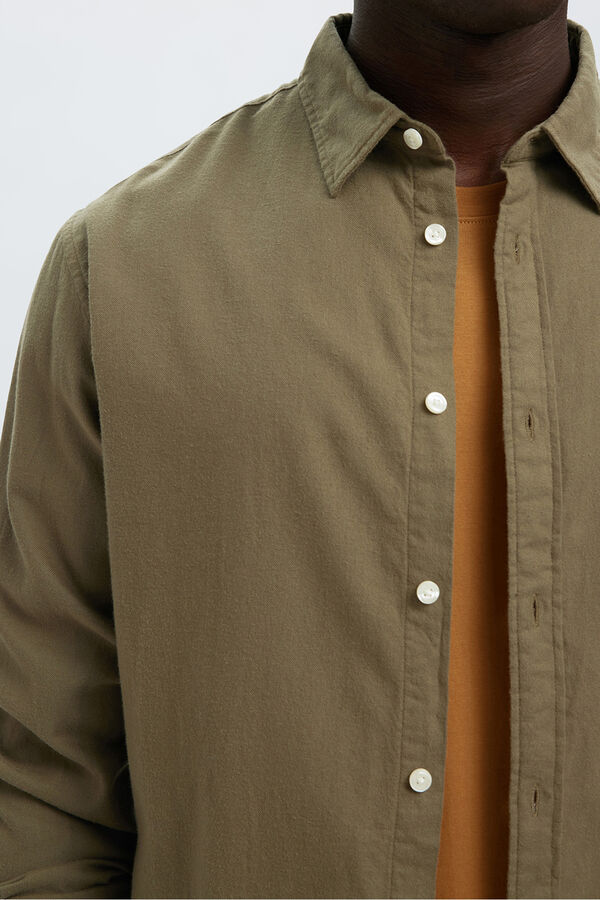 Selected Slim fit long sleeve shirt . Green