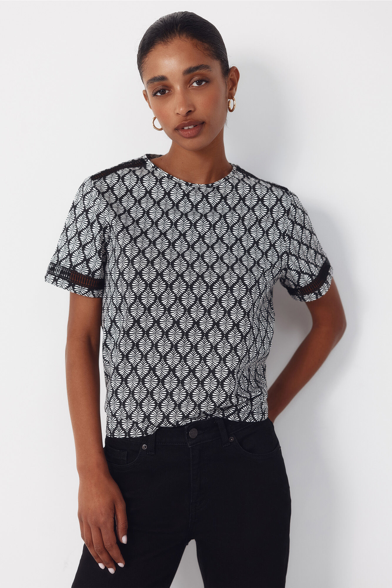 Cortefiel Hemstitch detail t-shirt