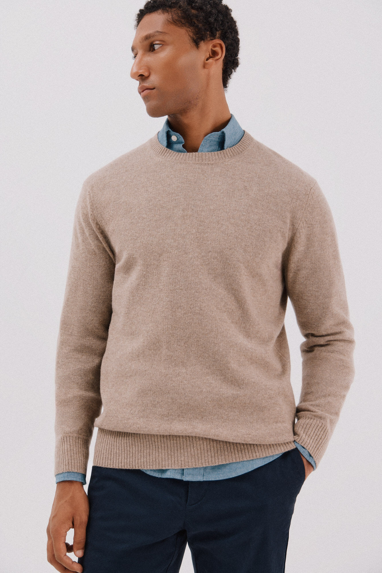Cortefiel Lambswool jumper with round neck