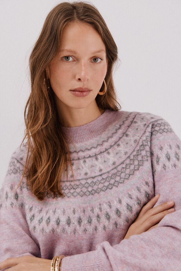 Cortefiel Jacquard design jumper Lilac