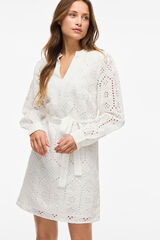 Vila Vestido curto de renda inglesa Branco