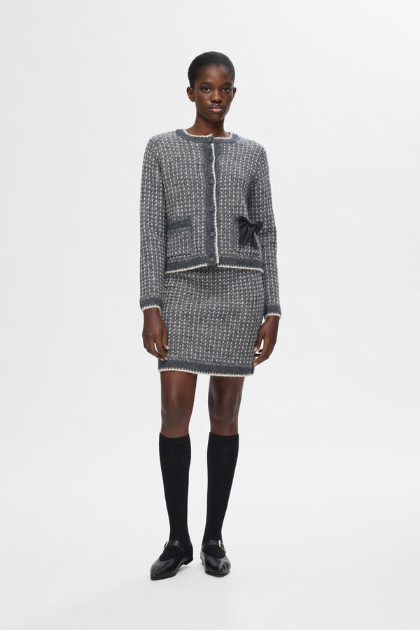 Selected Femme Cárdigan estructura confeccionado con Lana RWS y Alpaca. Gris