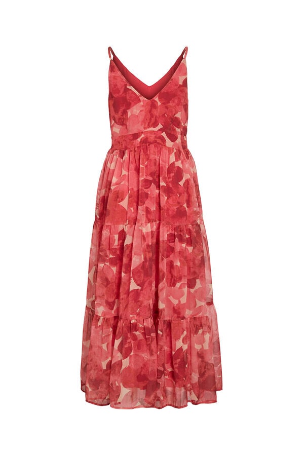 Vila Vestido midi floral Vermelho