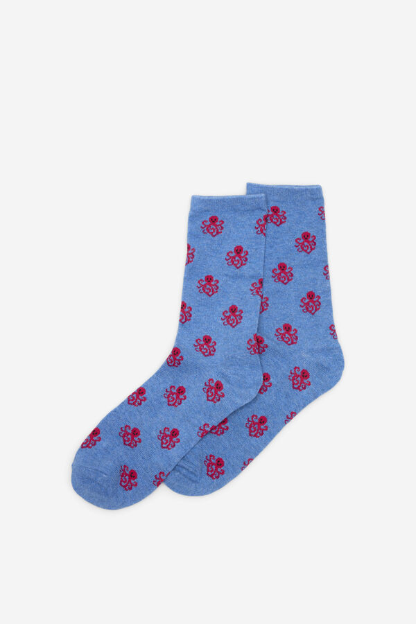 Cortefiel Long octopus sock Blue