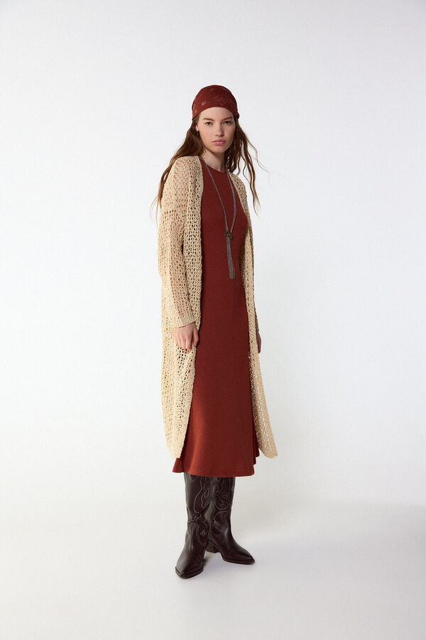 Slowlove Casaco de malha com fita Ecru