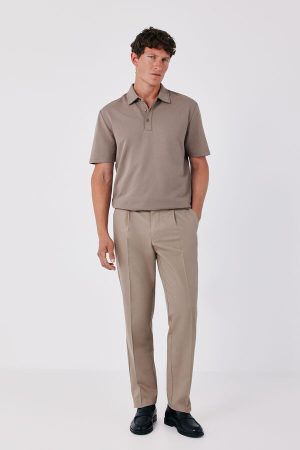 Cortefiel Ottoman structure polo shirt Brown