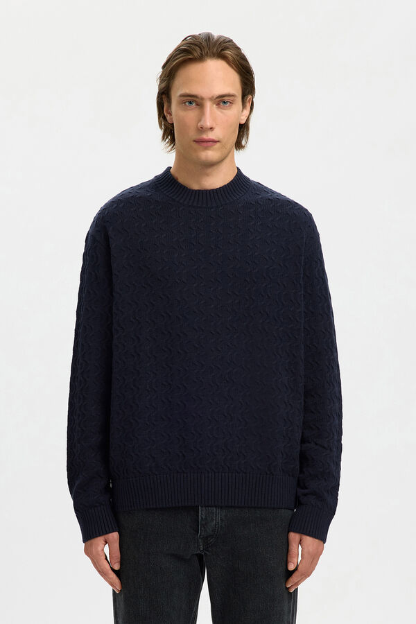 Selected Camisola estruturada 100% algodão orgânico. Azul