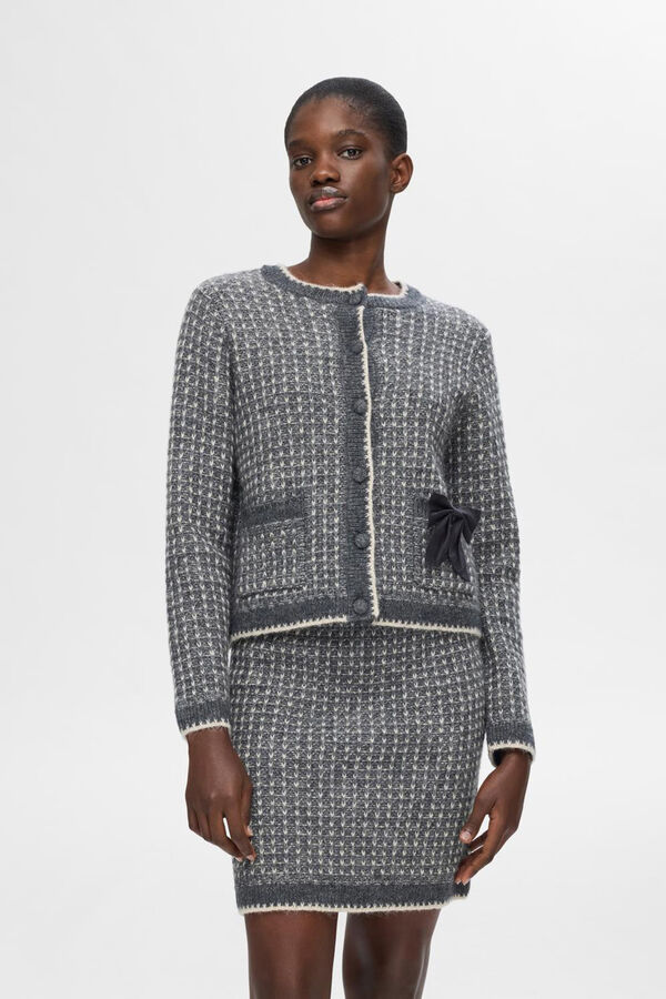 Selected Femme Cárdigan estructura confeccionado con Lana RWS y Alpaca. Gris