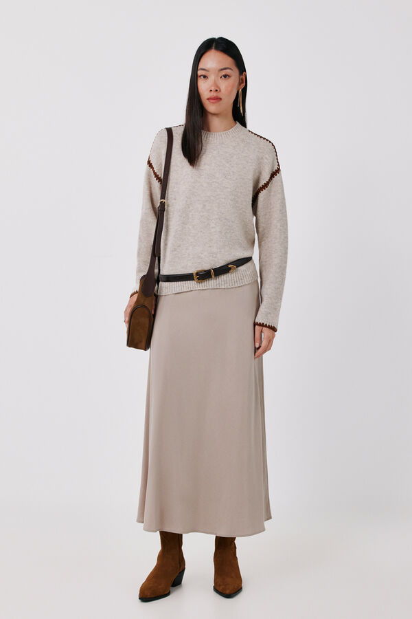 Cortefiel Perkins contrast jumper Beige