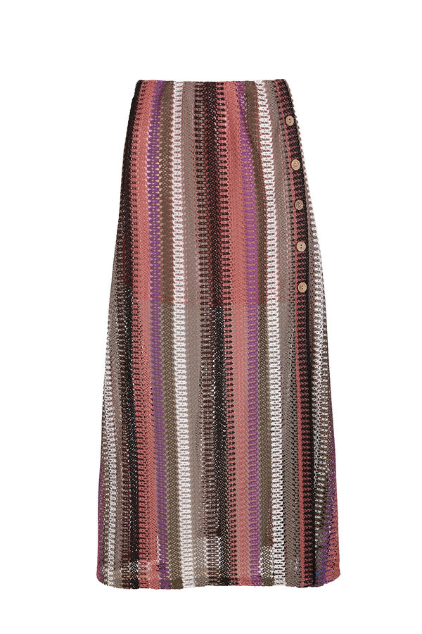 Slowlove Falda capa de punto rayas Estampado rojo