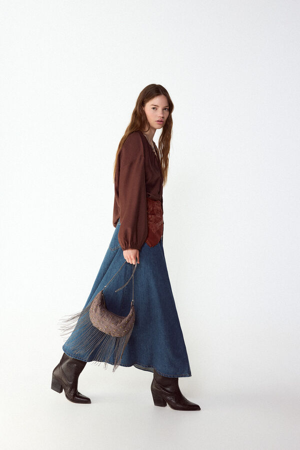 Slowlove Blusa com la&ccedil;adas Castanho