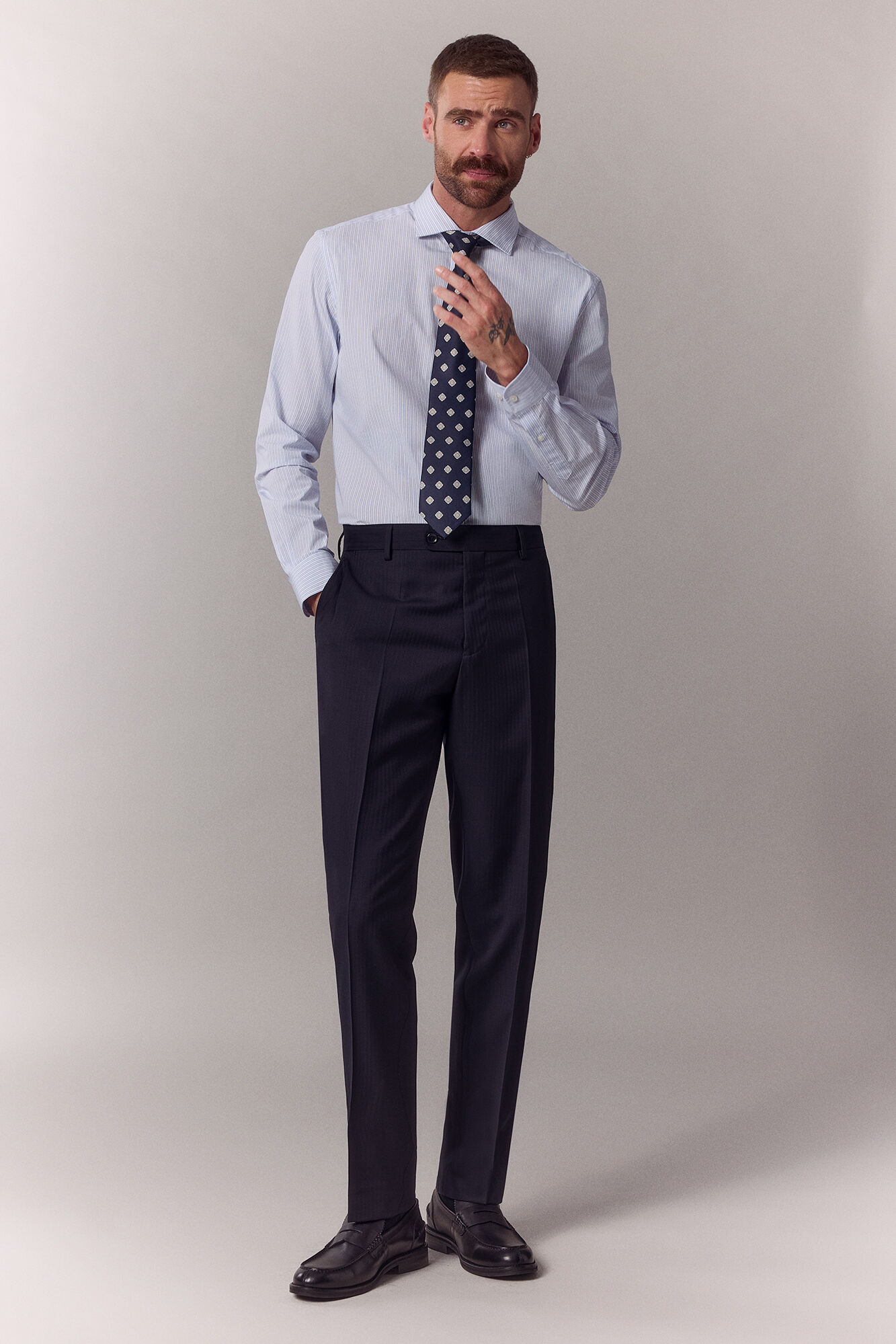 OOTO Camisa &agrave;s riscas manga comprida em popelina