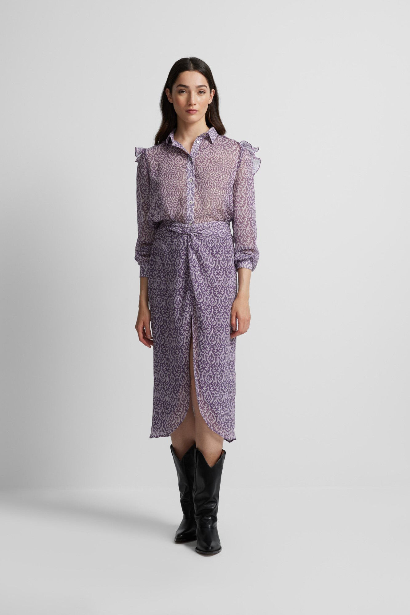 Silbon Camisa volante estampado ikat