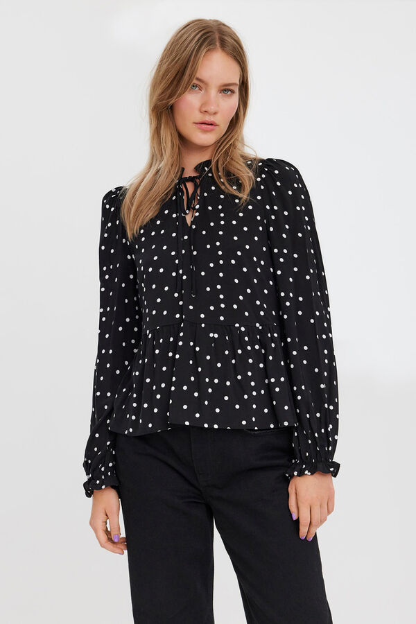 Vero Moda Long-sleeved peplum top Black
