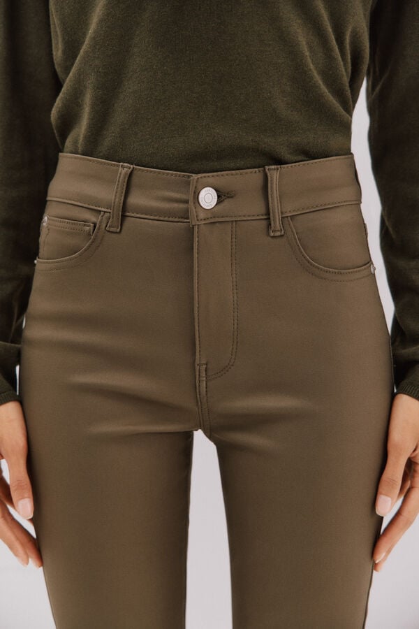 Cortefiel Sensational resin coated pants Green