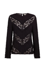 Slowlove Top de renda combinada Preto