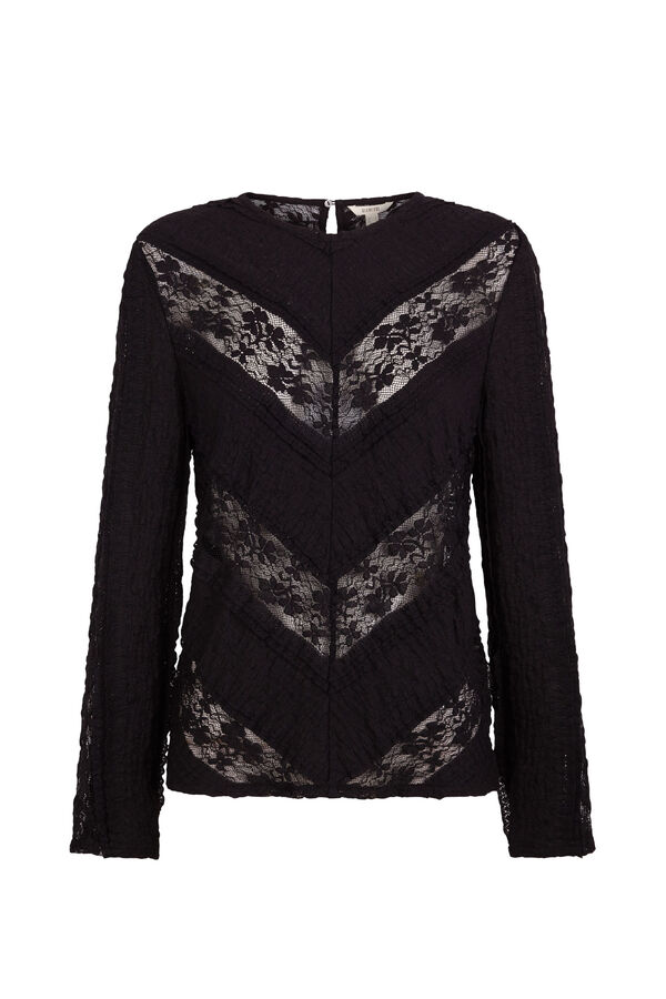 Slowlove Top de renda combinada Preto
