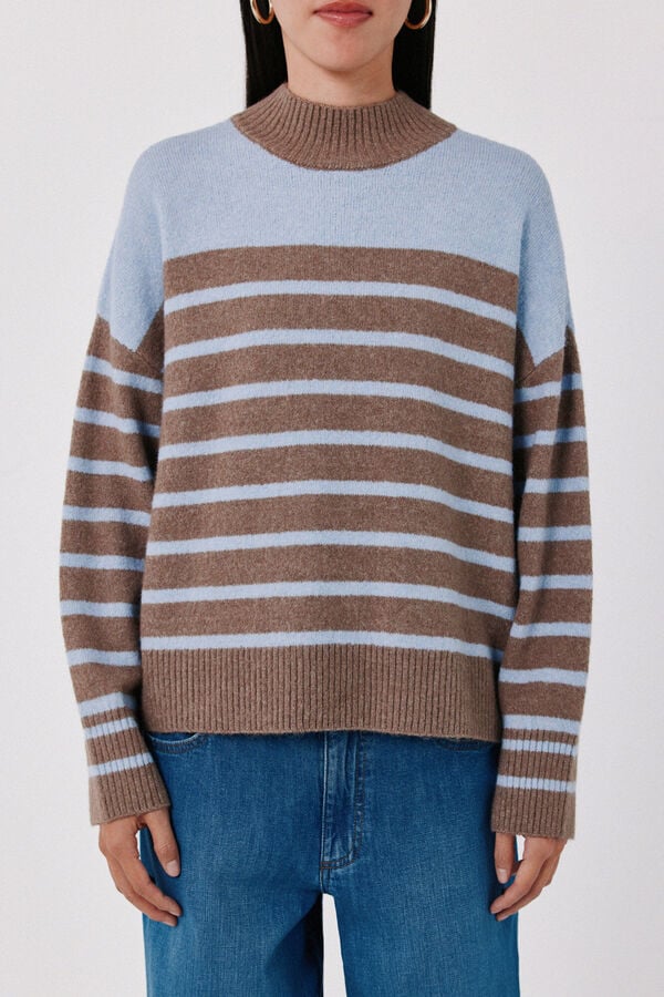 Cortefiel Striped soft jumper Beige