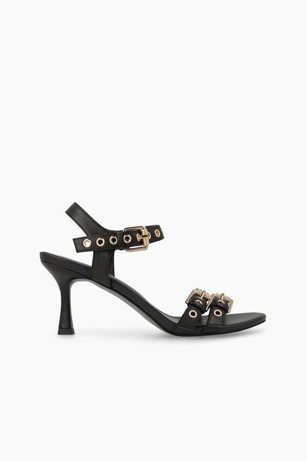 Lodi Sand&aacute;lias de mulher em pele Preto