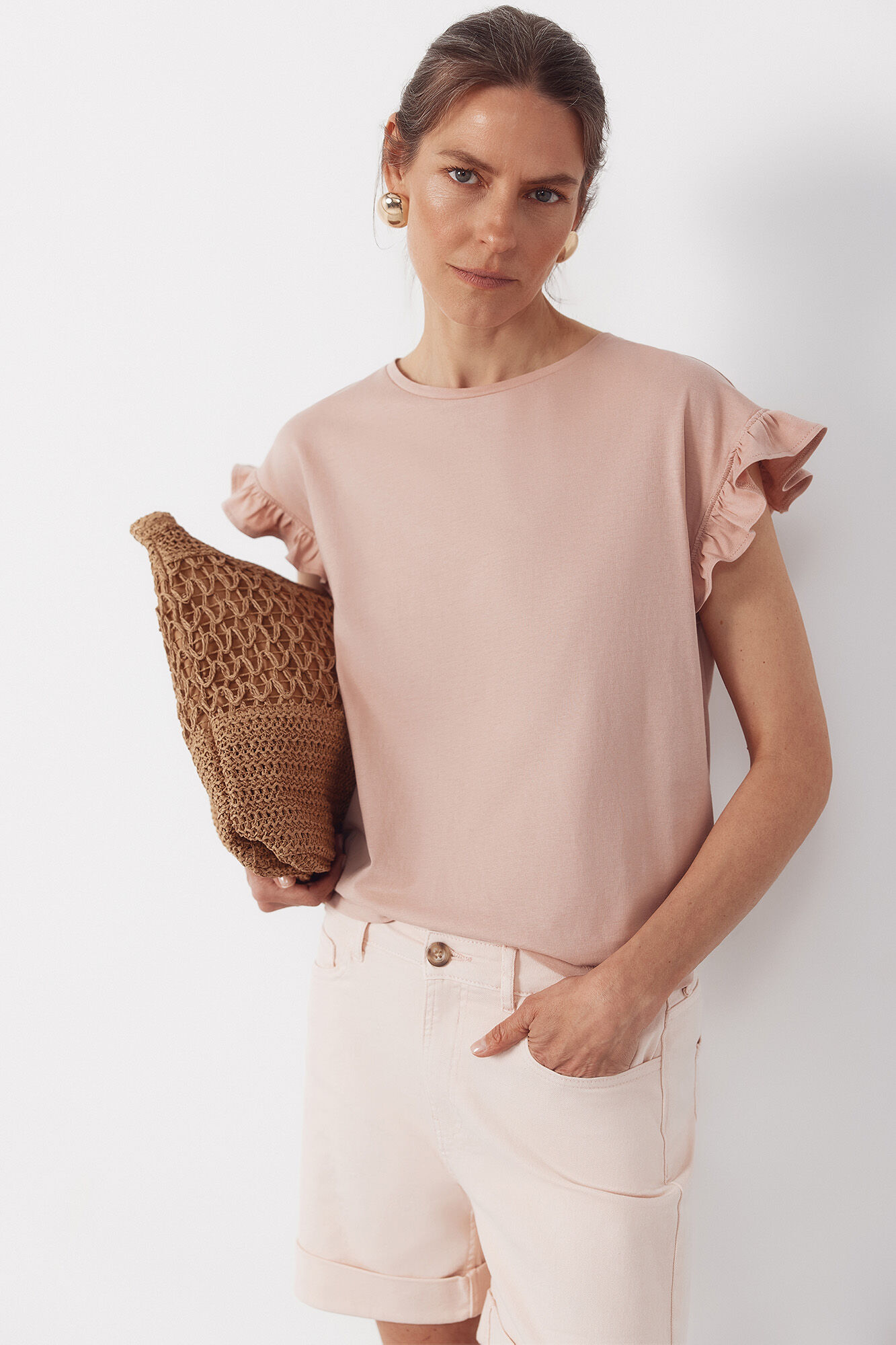 Cortefiel Camiseta b&aacute;sica volante