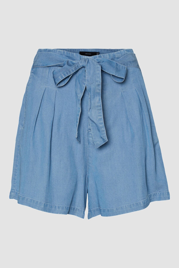 Cortefiel Women's mid-rise shorts with adjustable tie Blue
