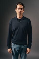OOTO Jersey cuello polo algodón Azul marino