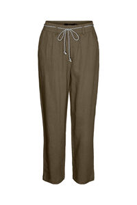 Cortefiel Long linen trousers  Green