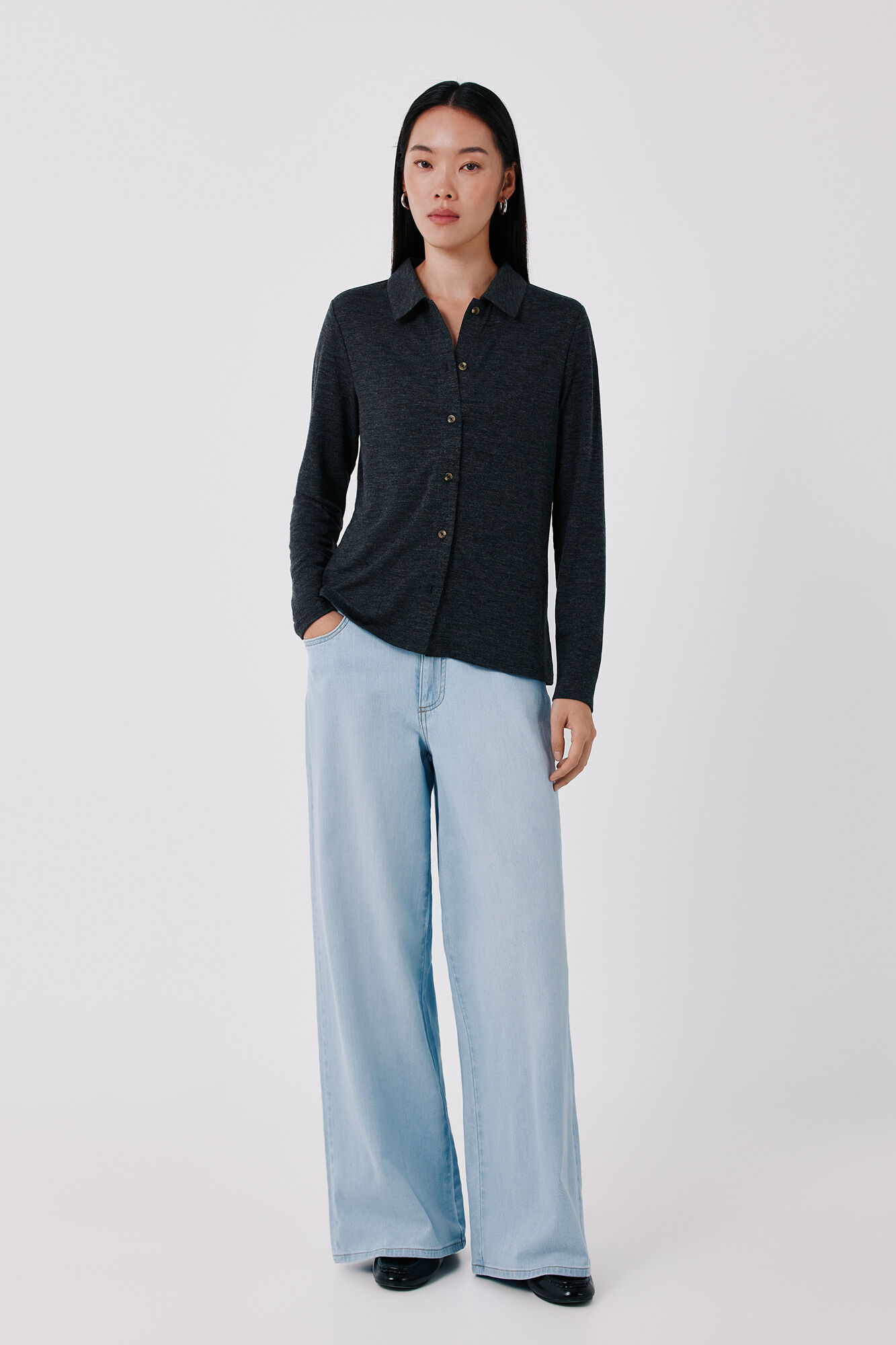 Cortefiel Camisa el&aacute;stica botones