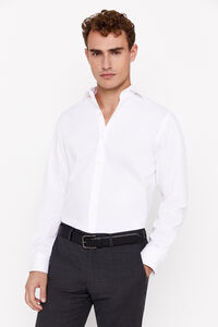 Cortefiel Plain Easy-iron pinpoint dress shirt White