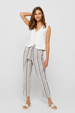 Cortefiel Long trousers with looped belt Brown