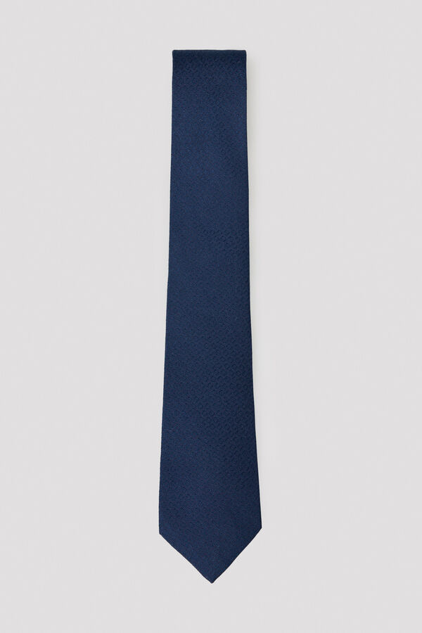 Cortefiel NATURAL silk tie Navy