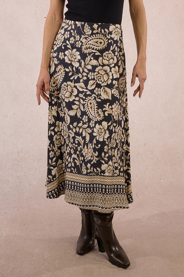 Molly Bracken Saia longa de cetim com estampado Multicolorido