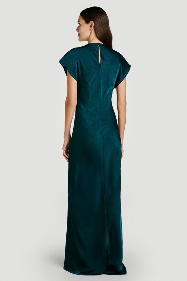 Vila Vestido comprido acetinado de festa Verde