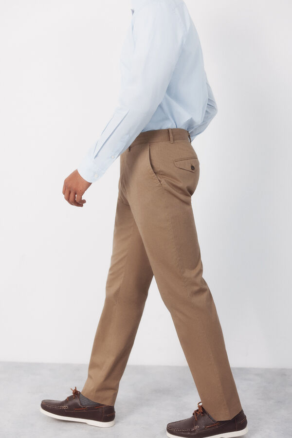Cortefiel Regular microprint chinos trousers Beige
