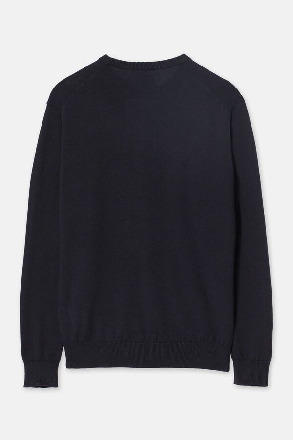 Silbon Plain dark blue crew neck jumper Blue