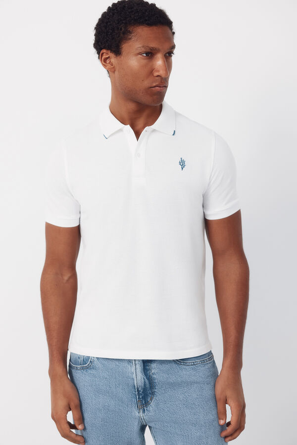 Cortefiel Embroidered polo shirt White