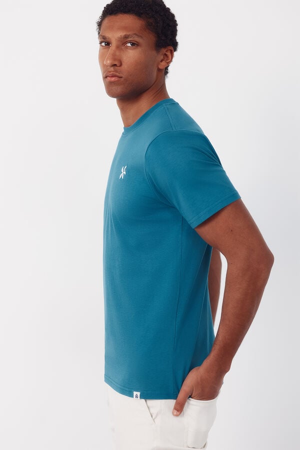 Cortefiel Embroidered T-shirt Blue