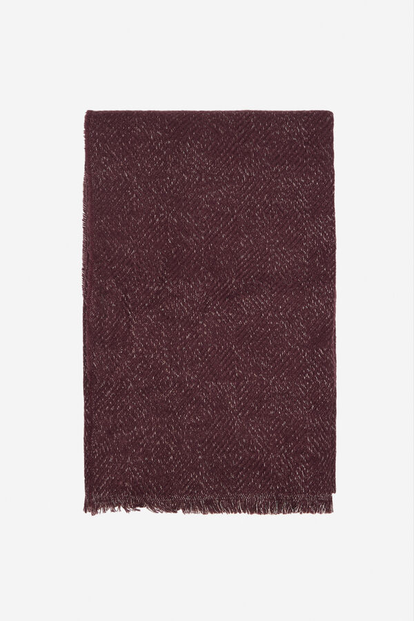 Cortefiel Lurex textured scarf Maroon