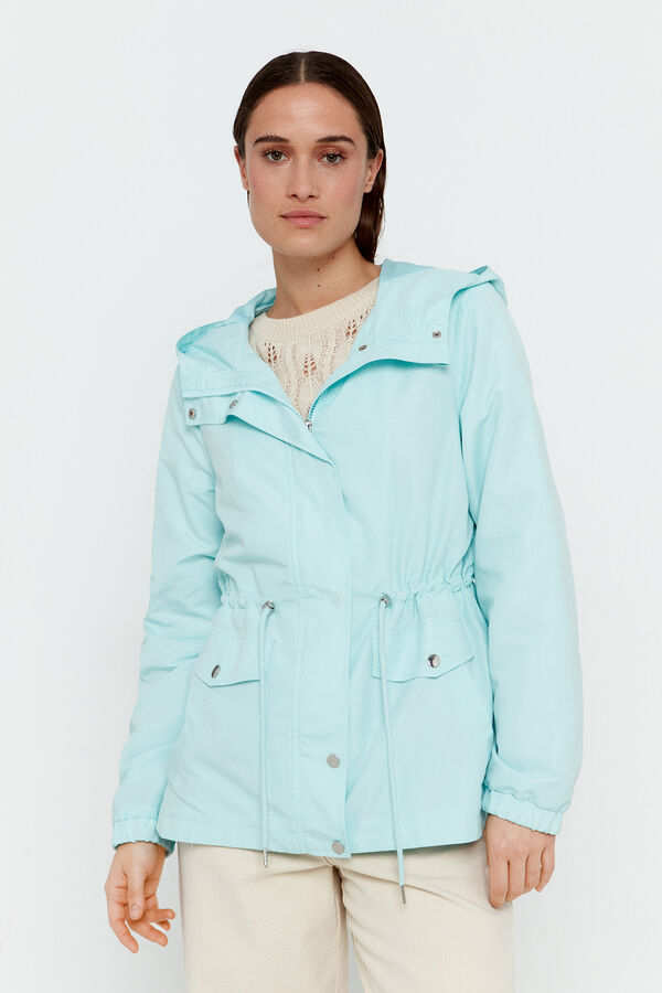Cortefiel Short hooded parka Turquoise