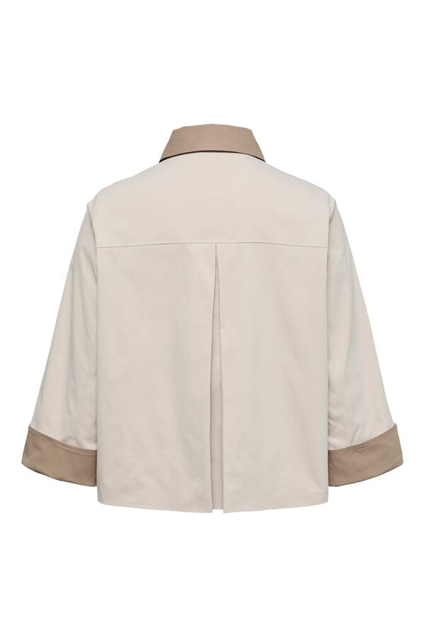 Vero Moda Curve Gabardina com gola em contraste Tostado