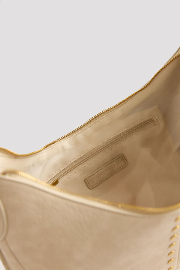 Cortefiel Crossbody bag with studs Printed white