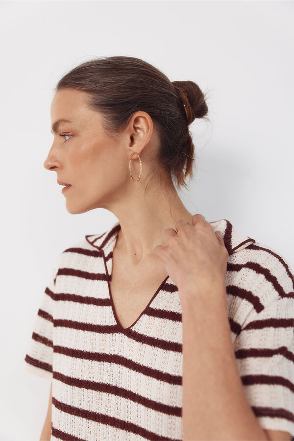 Cortefiel Polo shirt with striped structure Brown