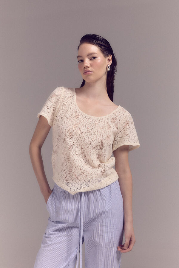 Cortefiel Lace top Ivory