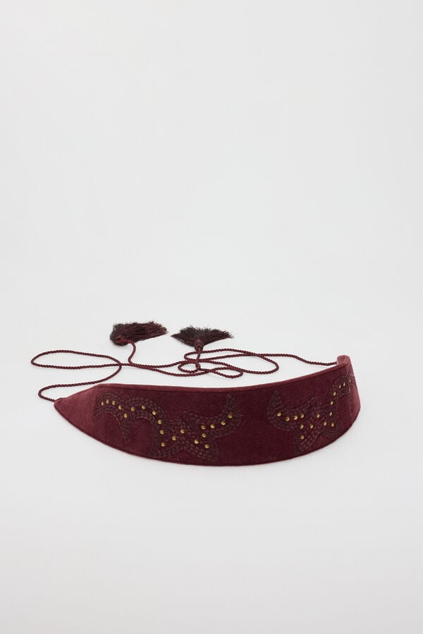 Cortefiel Studded sash belt Maroon