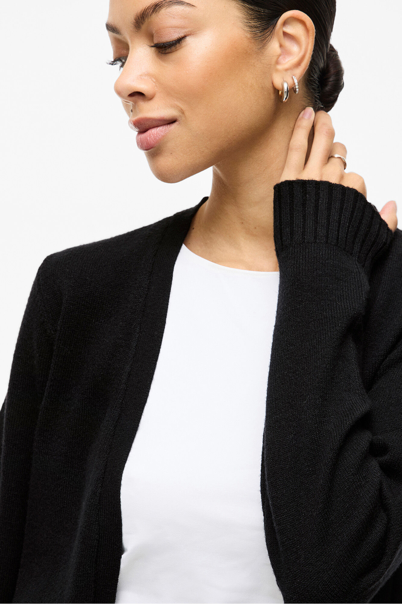 Vila Long jersey-knit cardigan with viscose