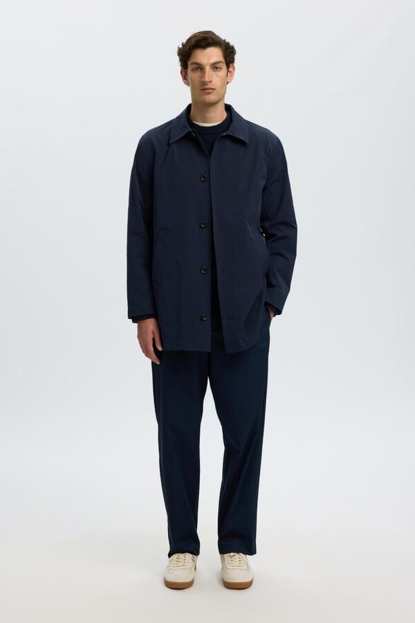 Selected Gabardina curta Azul