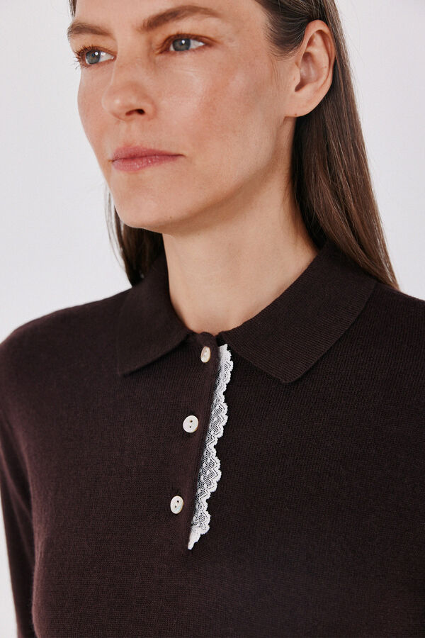 Cortefiel Polo shirt with appliqu&eacute; Dark brown