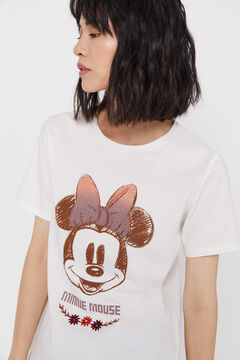 Cortefiel Minnie embroidered T-shirt White